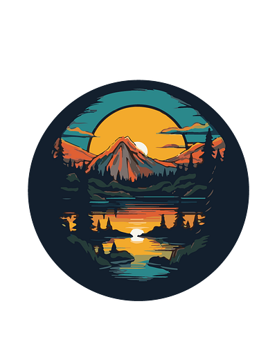 Sun Set Under The Circle graphic design illustration