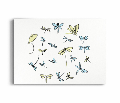 Dragonflies Line Art art blue butterfly design dragonflies dragonfly gentle insect line lineart nature pattern simple yellow