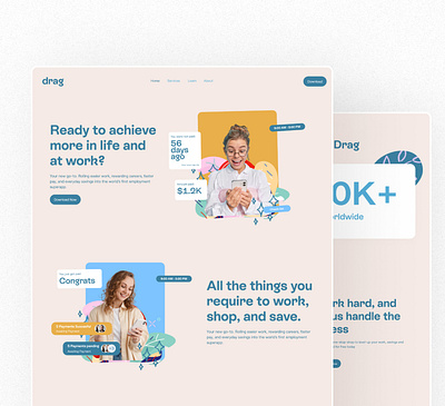 Drag Landing Page Design design finance graphic design landing page product design ui ux