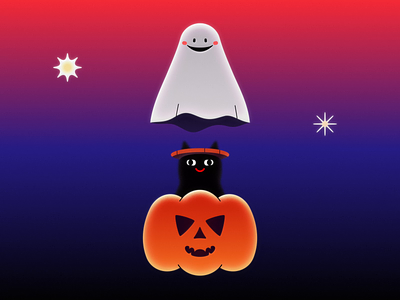 Ghost have their secrets too! 2d animation cat character design flat ghost halloween illustration motion design pumpkin smooth vector