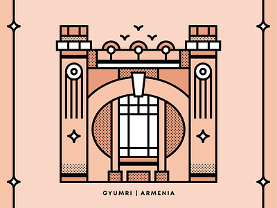 Gyumri | Armenia 🇦🇲 architecture armenia armenian building come to armenia come to gyumri design graphic design gyumri gyumri armenia illustration landmark lineart travel travelart vector vectorart
