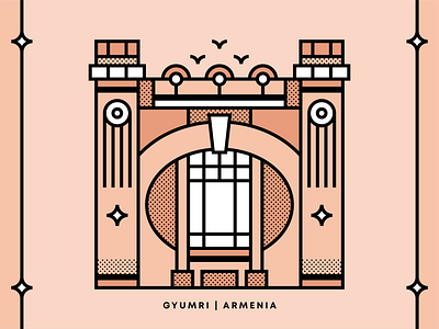 Gyumri | Armenia 🇦🇲 architecture armenia armenian building come to armenia come to gyumri design graphic design gyumri gyumri armenia illustration landmark lineart travel travelart vector vectorart