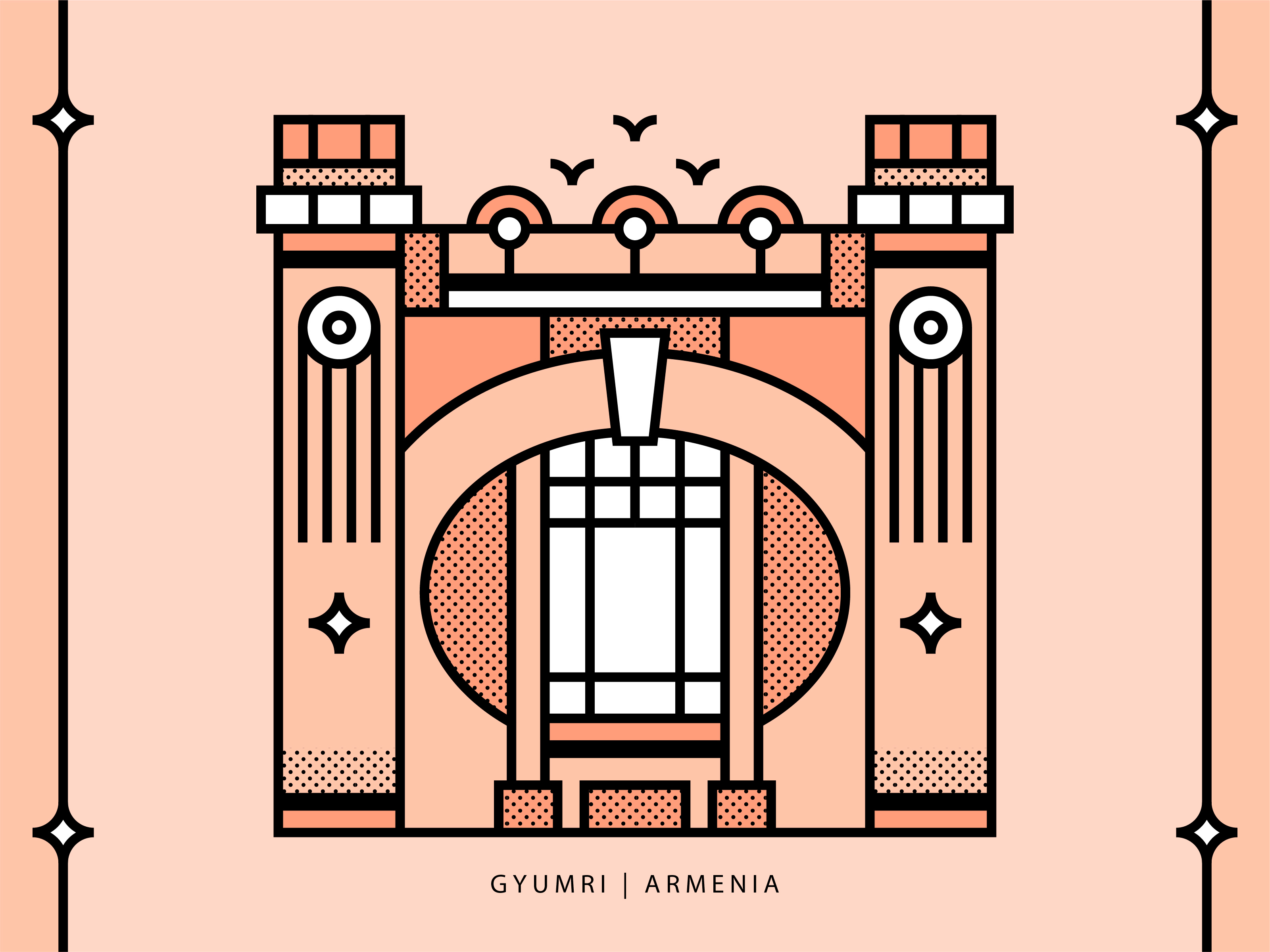 Gyumri | Armenia 🇦🇲 architecture armenia armenian building come to armenia come to gyumri design graphic design gyumri gyumri armenia illustration landmark lineart travel travelart vector vectorart