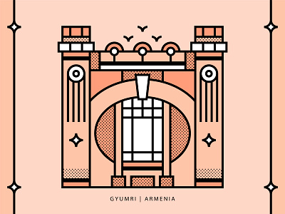 Gyumri | Armenia 🇦🇲 architecture armenia armenian building come to armenia come to gyumri design graphic design gyumri gyumri armenia illustration landmark lineart travel travelart vector vectorart