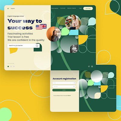 Landing Page online English school designer english school figma graphic design landig page school ui user user interface uxui