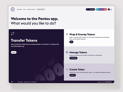 Pantos Platform / Light and dark mode blockchain crypto crypto currency dark mode design ethereum interface token typography ui ux web web3