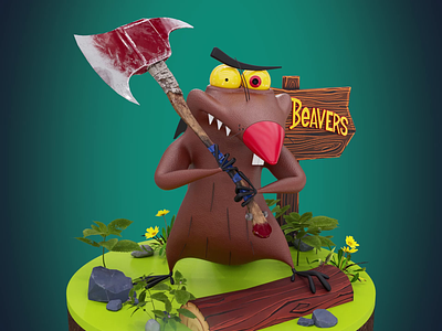 Angry Daggett 360 3d ae after effects angry animation beaver c4d cartoon character cinema4d daggett design funny illustration loop looping motion design