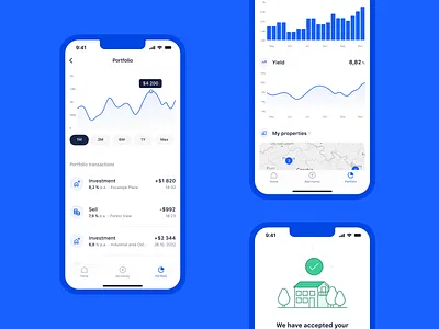 Investown—real estate investing app clean fintech investment minimal mobile modern real estate ui