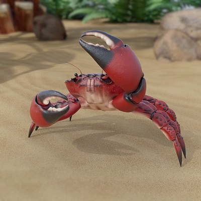 Crab Joe! 3d after effects animation art beach c4d character cinema4d claw crab design finger funny illustration island loop motion design nft ocean sand