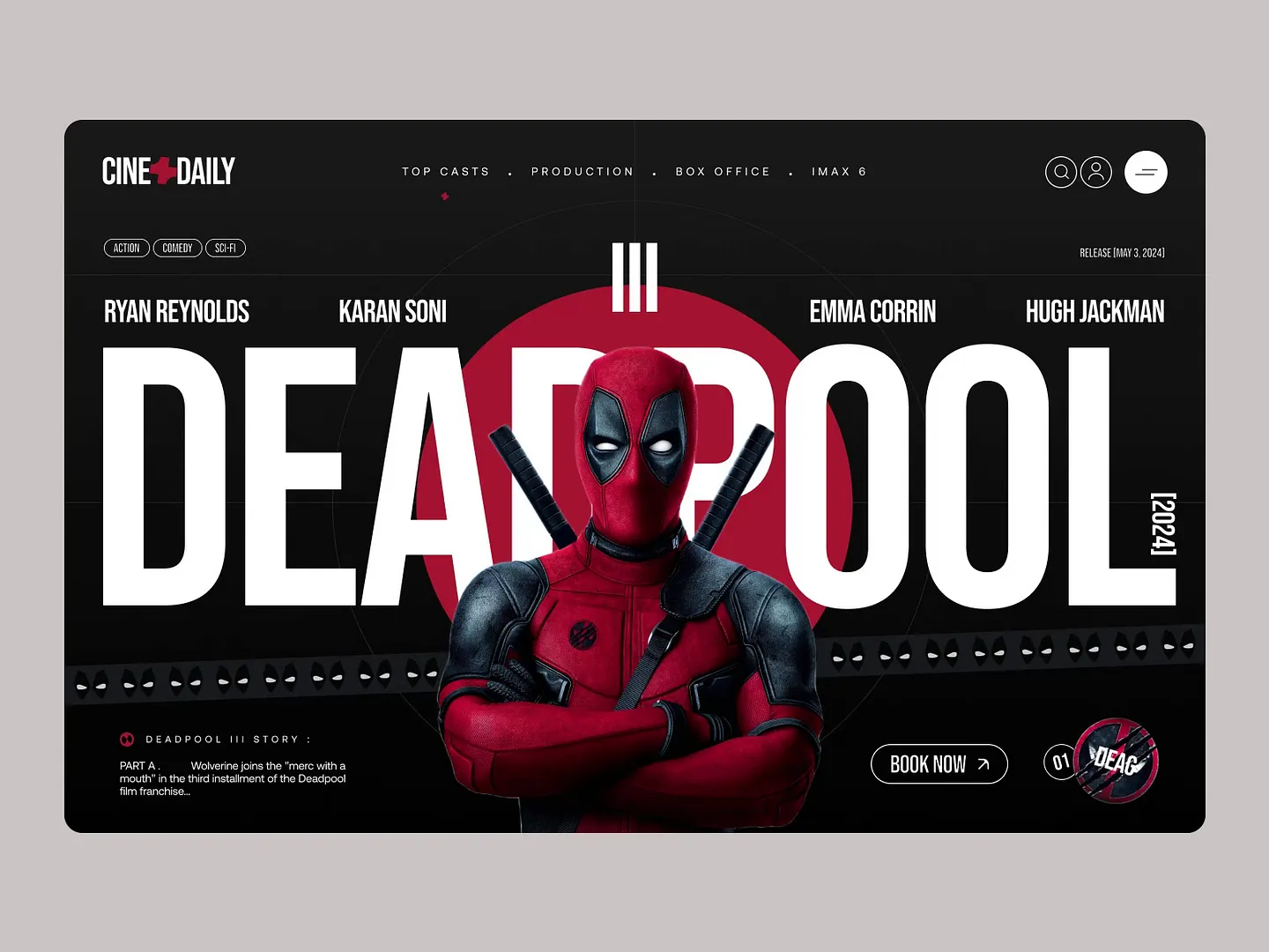 Dynamic Movie Website Design for Deadpool III