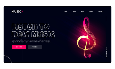Music Night 3d branding creative dark mode home screen landing page logo motion graphics music ui website