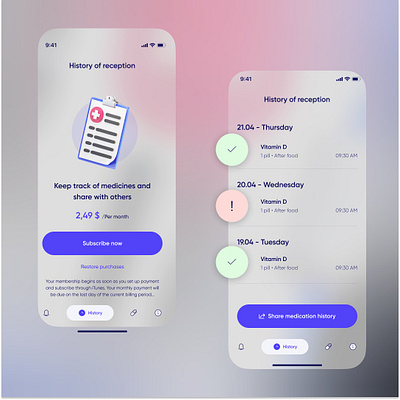 VVPROD: Pill Reminder app design branding design figma graphic design ui uiux uiux design