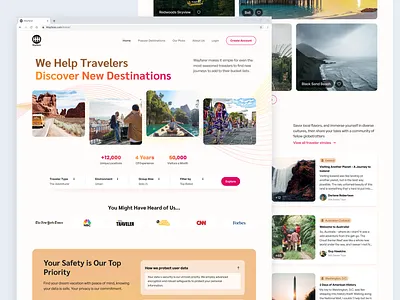 Travel Website accordion app branding button card design desktop graphic design illustration input logo mobile search text textfield travel travelapp ui uiux vector