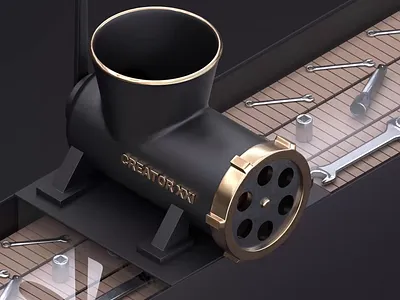 Creator XXI | Steel 3d abstract animation art black chain cinema4d creator design fabrick factory illustration isometric loop motion design nft plant steel tools wrench