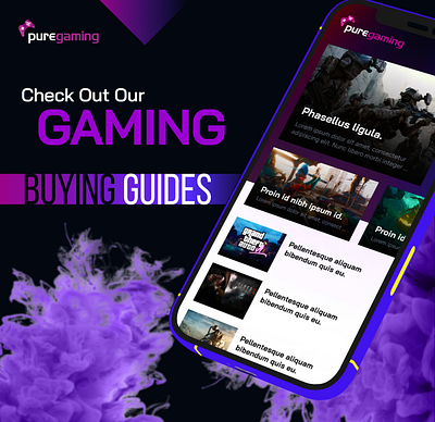 Gaming Website blog gaming guide mockup purple ui website