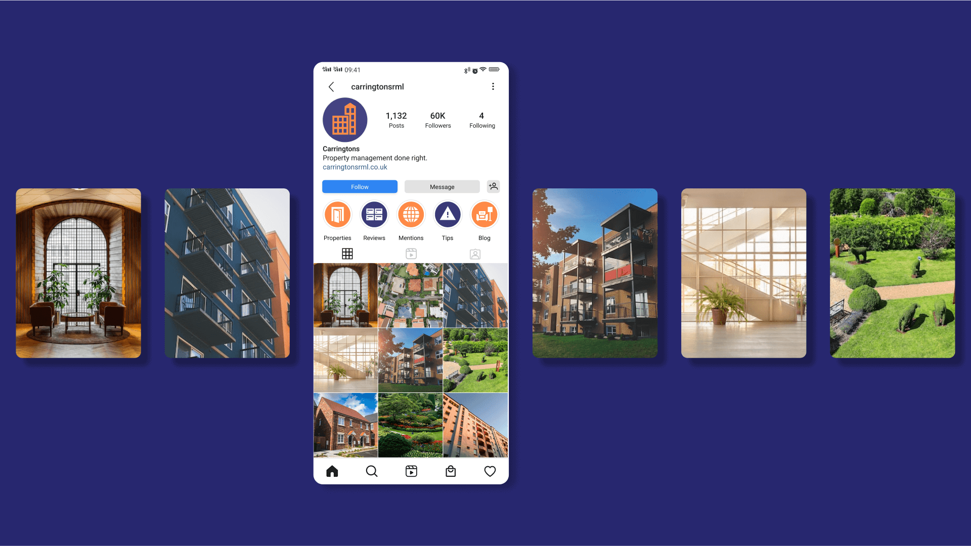 Brand enhancement for real estate management leader, Carringtons by