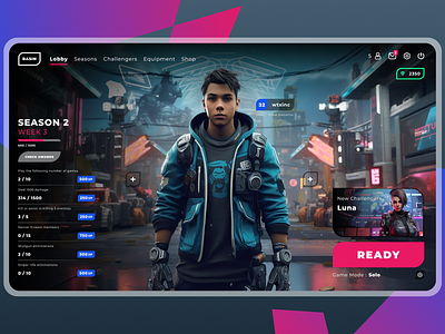 Game Lobby, Battle Royale, game interface, ui battle royale game lobby ui ux website
