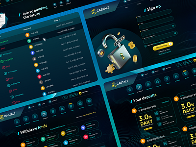 UI/UX design of personal account bitcoin blockchain crypto dashboard investment project login personal account referral sign in sign up signin signup tether token ui ui elements