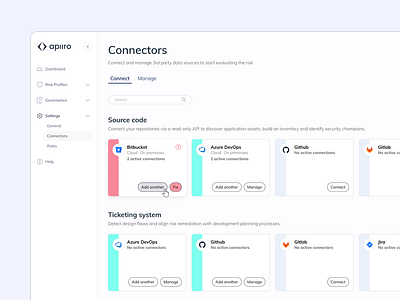 Integrations Page appsec connect integrations productdesign ptototype ui ux uxui