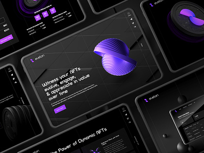 Evelon — UI Design for dNFT Platform 3d 3d elements blockchain blockchain design blockchain website dnft dynamic nft nft nft design nft marketplace nft platform ui design web design