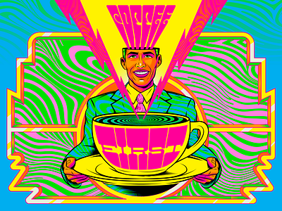 COFFEE FIRST art noveau coffee design illustration psychedelic retro surrealism typography vector vintage