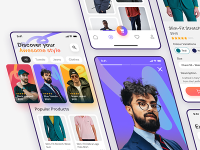 Fashim - Men Fashion Mobile Apps cart detail fashion ecommerce fashion gradient graphic men fashion mobile apps product catalog social social commerce story ui ux