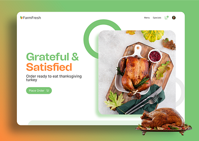 Food Landing Page hero section thanksgiving turkey ui design ux design web website