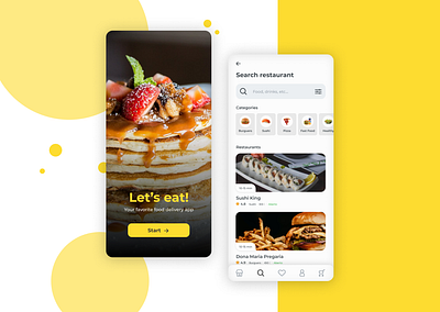 Daily UI #022 – Search app challange dailyui delivery food food app graphic design search yellow