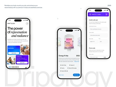 Dripology. Mobile website design design drips health interface layout mobile mobile website ui user interface ux web web design wellness