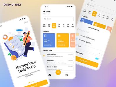 Daily UI 042: To-Do List dailyui dailyuichallenge design figma illustration management mobile design product design projects task to do ui uiux ux work