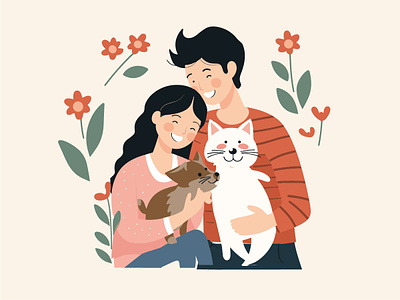 Home Sweet Home - Cozy Family Life with Beloved Pets cozy home family bonding family illustration family life family with pets furry companions heartwarming moments home sweet home pet friendly pet love