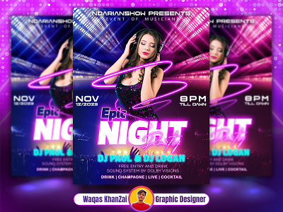 Night Party Event Flyer ad design ad poster branding brochure club party flyer dance party flyer event flyer event poster design flyer flyer design graphic design night club party party flyer party post social media flyer