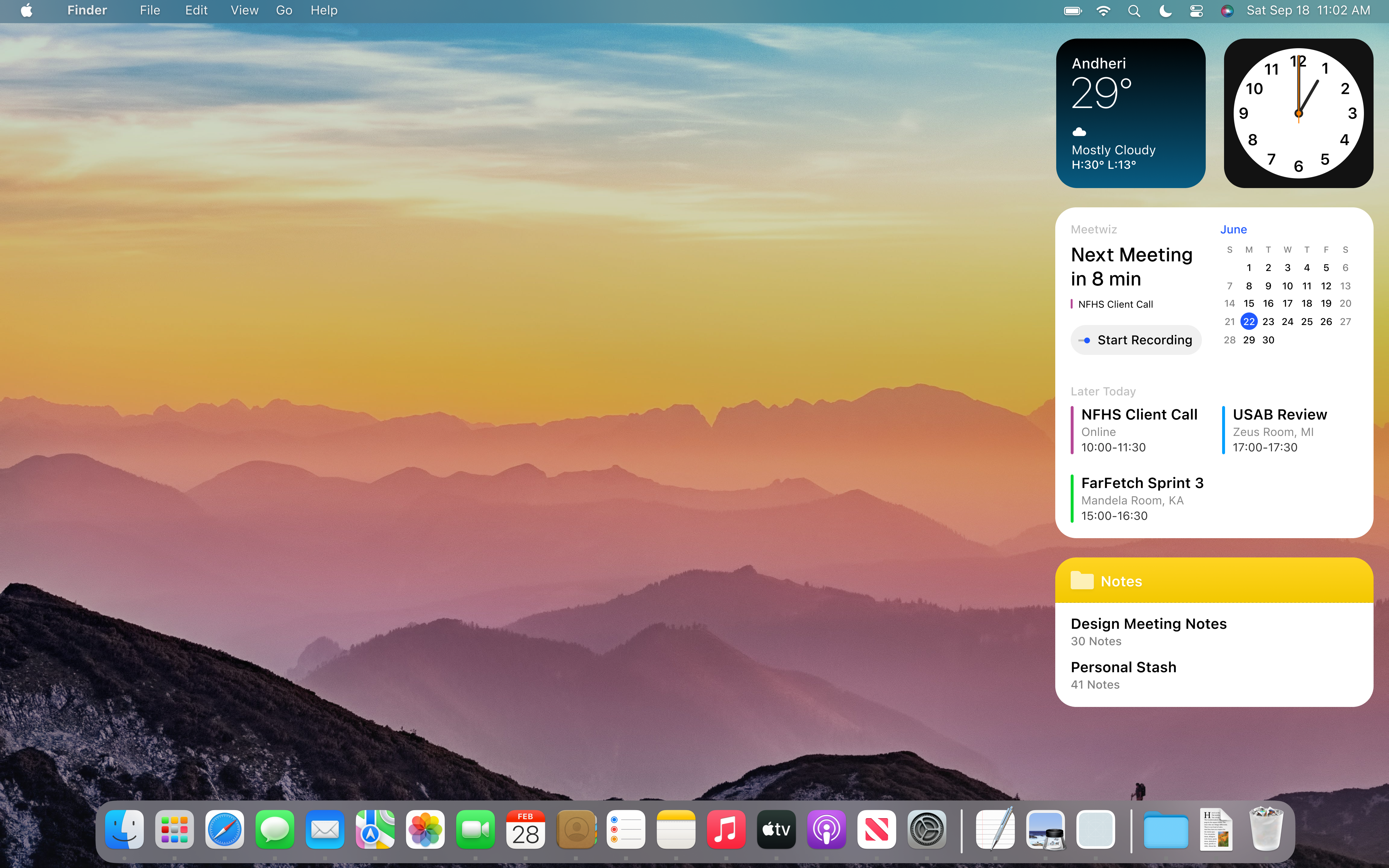 Meeting Calendar Widget MacOS figma macos manager meeting screen ui ux widget