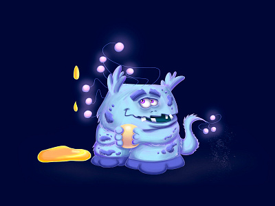 Monsters. Character design. bitmap bubbles cartoon character design charming craft creature cute character digital drawing evolution funny character honey illustration monster motion neon blue orange packaging photoshop stylization