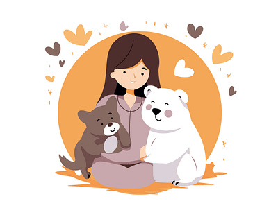 Girl's Best Friend - A Heartwarming Bond animal illustration companionship furry companion girl and her pet girl with dog heartwarming bond love and friendship love for animals pet love pet owner special bond