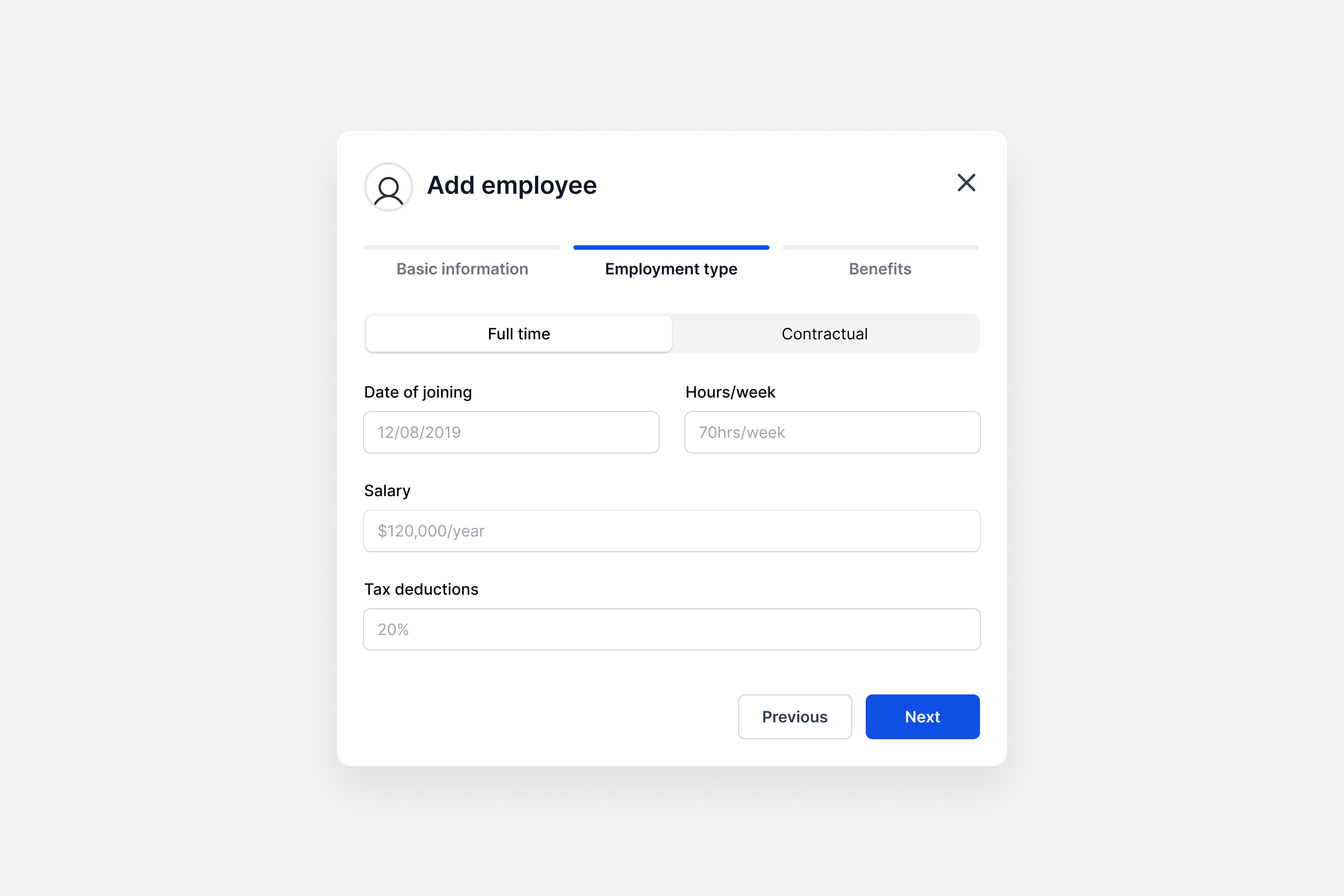 Add employee modals - UI by Divyansh Pandey on Dribbble