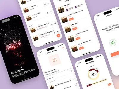 Wine Shipping App animation app app design branding clean design flat graphic design list mobile app mobile app design mobile ui profile shipping app shopping splash ui ux wine wine app