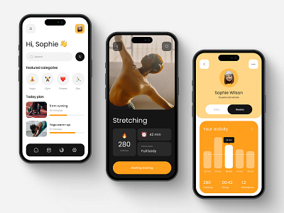 Fitness App Design aplication app branding fit fitness gym mobile run strech train training ui workout yoga