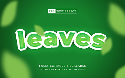 Leaves editable text effect- tropical green typo