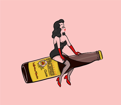Beer Me! beer beer bottle drawing flyer hand drawn illustration lingerie lipstick pin up pin up girl retro sexy vintage woman