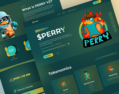 Perry | Pepe Meme Website Re-Design Concept. blockchain cryprocurrency homepage meme meme coin meme pepe landing page nft nft art pepe perry uiux wallet web3