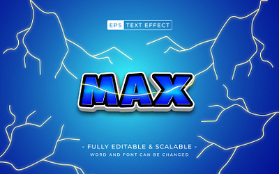 Max 3D editable text effect with lightning poster