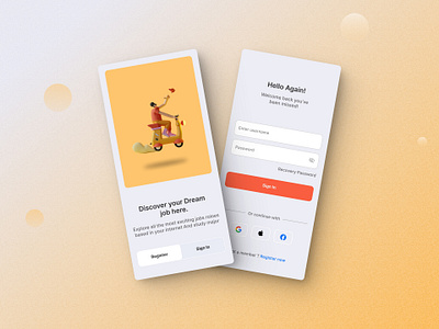 Mobile Login UI Screen dribbbledesign interactivedesign mobiledesign ui uiinspiration uxui visualdesign