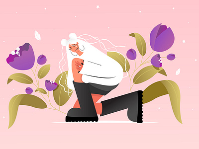 Flowers adobe illustrator character flat illustration flowers girl illustration spring vector
