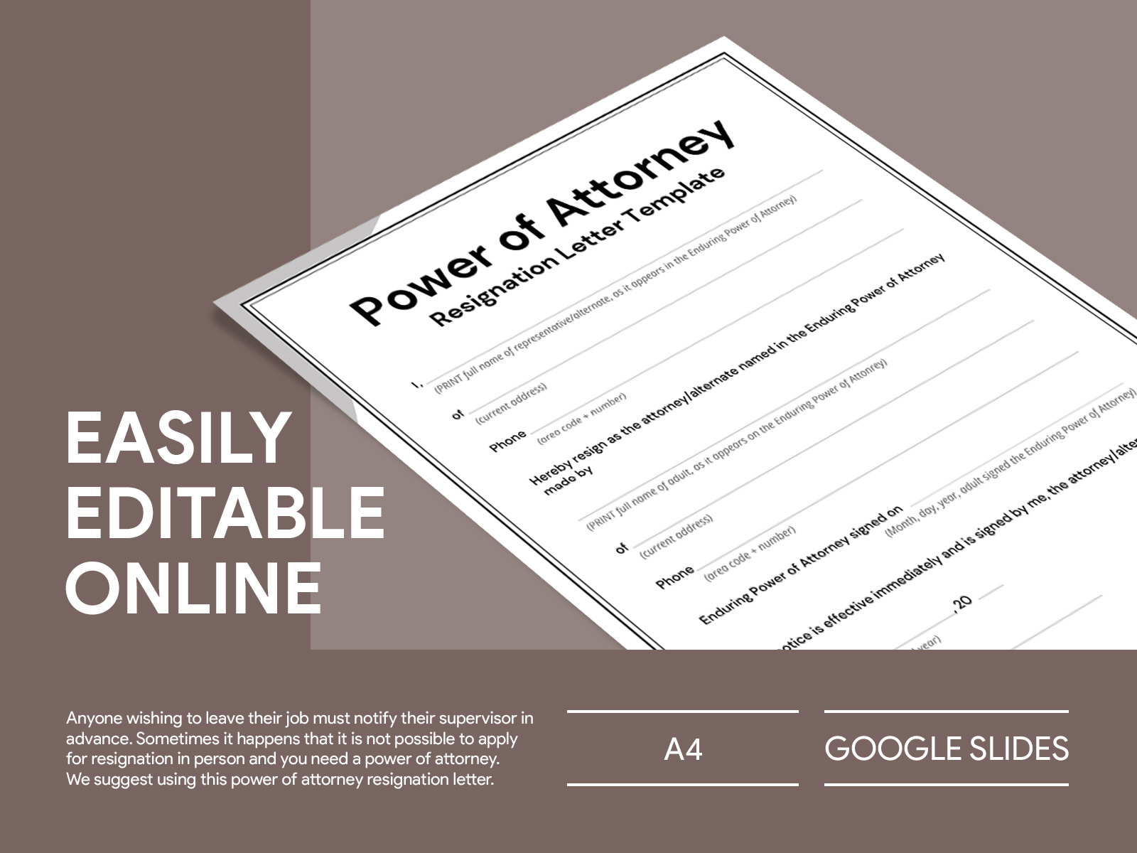 Power Of Attorney Resignation Letter - Original C9d43f938edfdcf0b035a93e22d0bdc4 