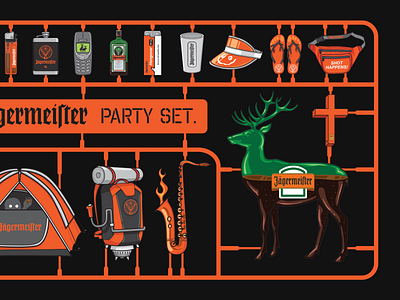 JAGERMEISTER - PARTY SET creative illustrated illustrations jagermeister jagermeister latvia kiwie kiwie studio set spray painted