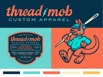 Thread Mob® New Branding akumastudio badge branding graphic design handlettered kangaroo logo mascot teamheyo