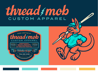 Thread Mob® New Branding akumastudio badge branding graphic design handlettered kangaroo logo mascot teamheyo