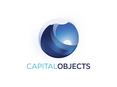 Capital Objects Logo brand branding financial logo rates management sunrise water utility wave