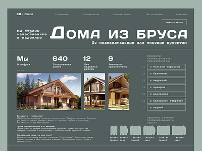 Houses construction from timber LP landing page ui web design